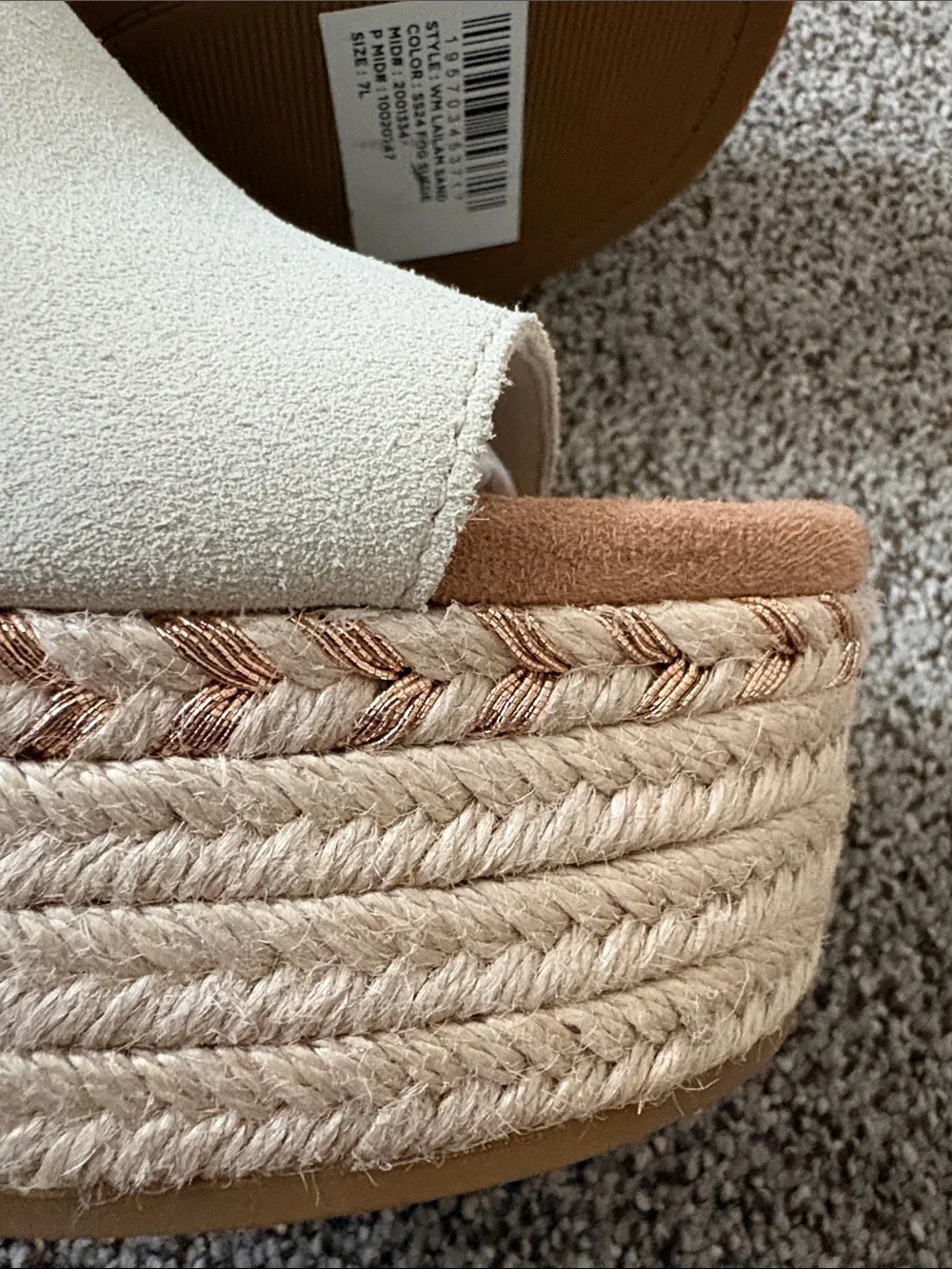 TOMS Cream Suede Platform Slide Sandals - Picture 5 of 10